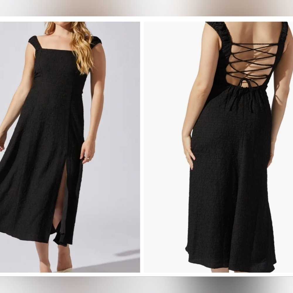 NWT, ASTR Black Ruffle-Strap Maxi Dress.Size M